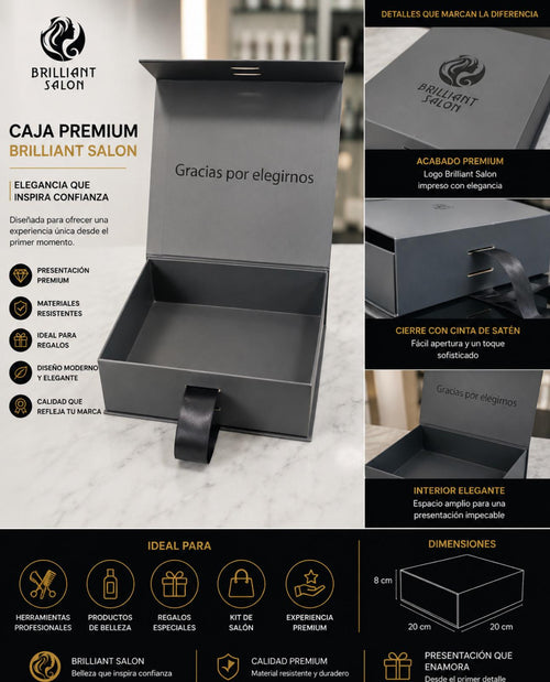 Caja de regalo premium negra para cualquier ocasión. 