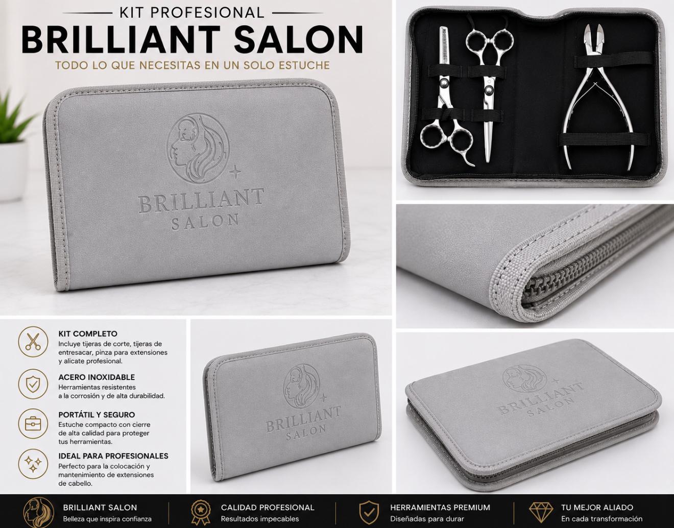 Kit profesional de herramientas para extensions de cabello.
